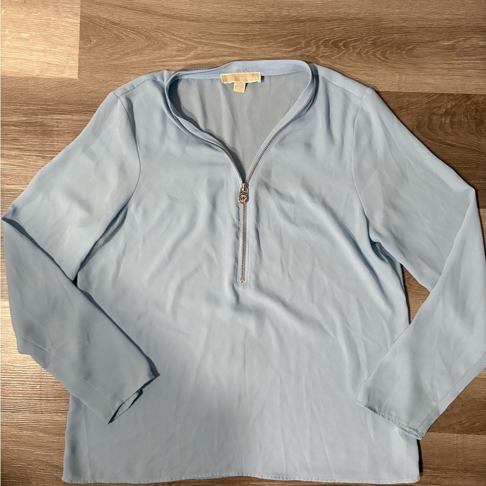 Michael Kors Light Blue Women's Zip-Up Top